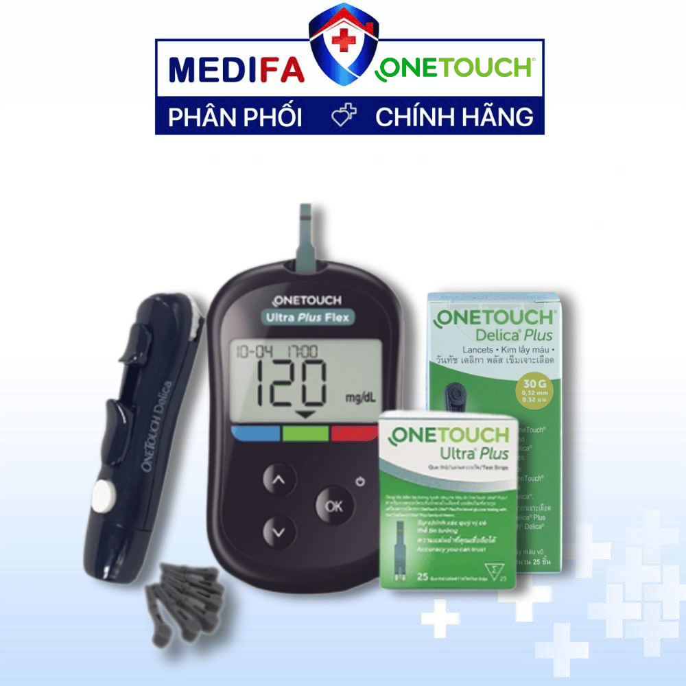 [COMBO] Máy Đo Đường Huyết OneTouch Ultra Plus Flex (MMOL/L) Kèm Hộp 25 Que Thử & Hộp 25 Kim Lấy Máu