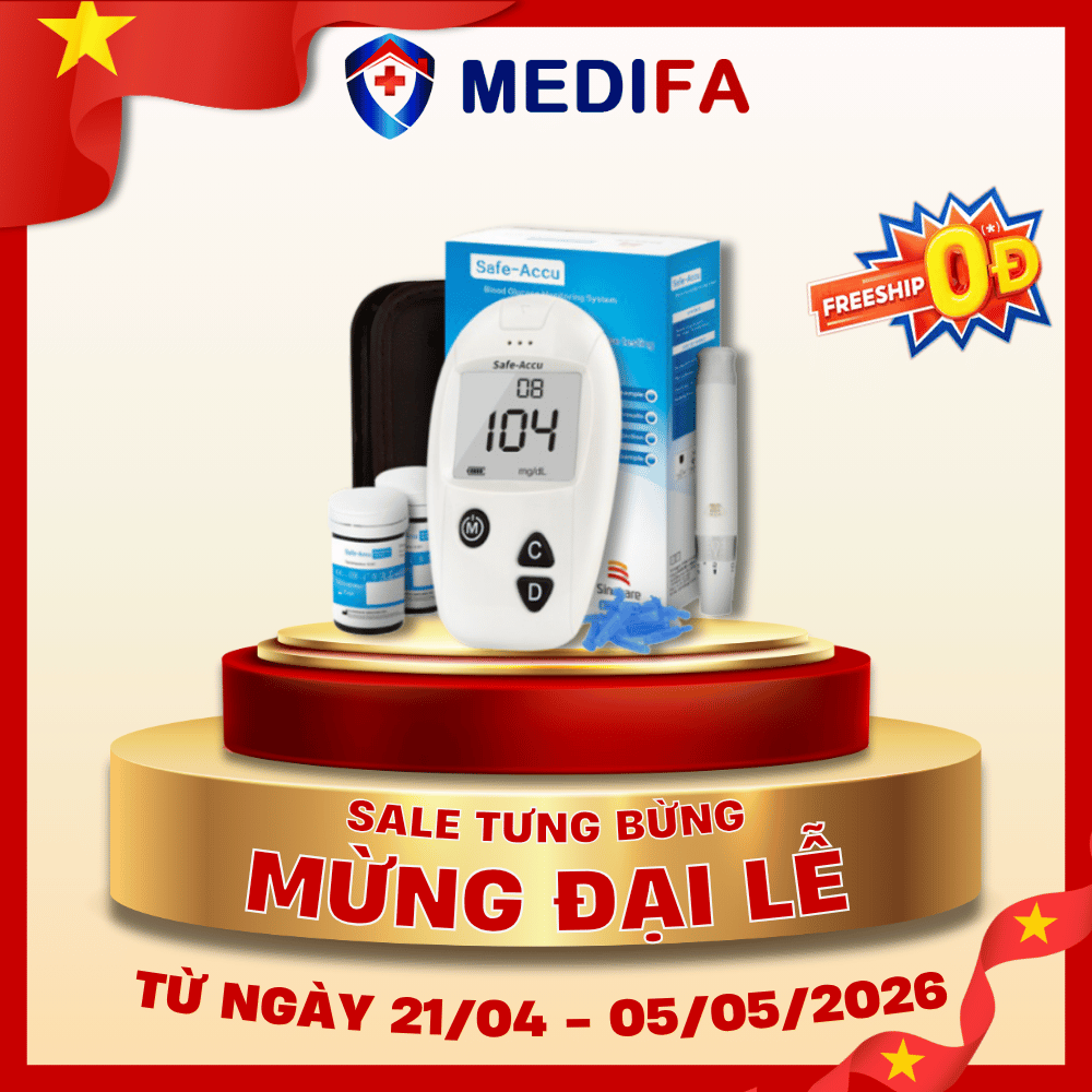 [COMBO] Máy Đo Đường Huyết Sinocare Safe Accu (MMOL/L) Kèm 25 Que Thử & 25 Kim Lấy Máu