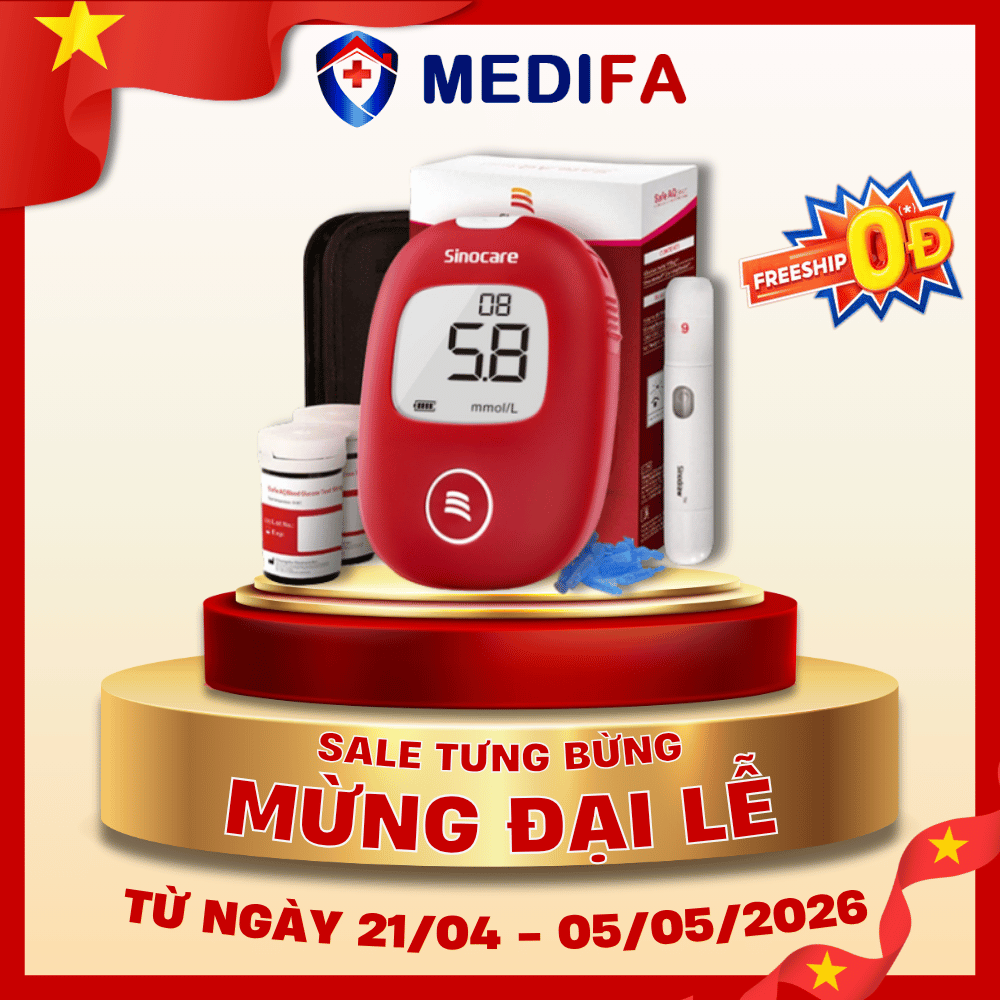 [COMBO] Máy Đo Đường Huyết Sinocare Safe AQ Smart (MMOL/L) Kèm 50 Que Thử & 50 Kim Lấy Máu
