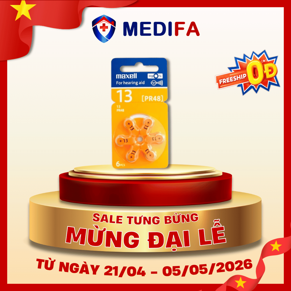 Pin MAXELL 13 (PR48) cho máy trợ thính HB-23P - Vỉ 6 viên