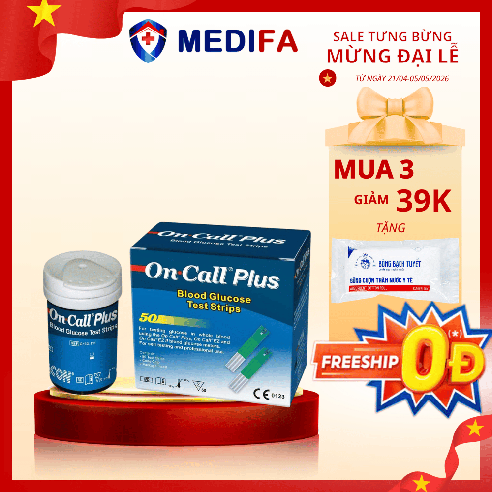 [COMBO] 2 Hộp 50 Que Thử Đường Huyết On Call Plus