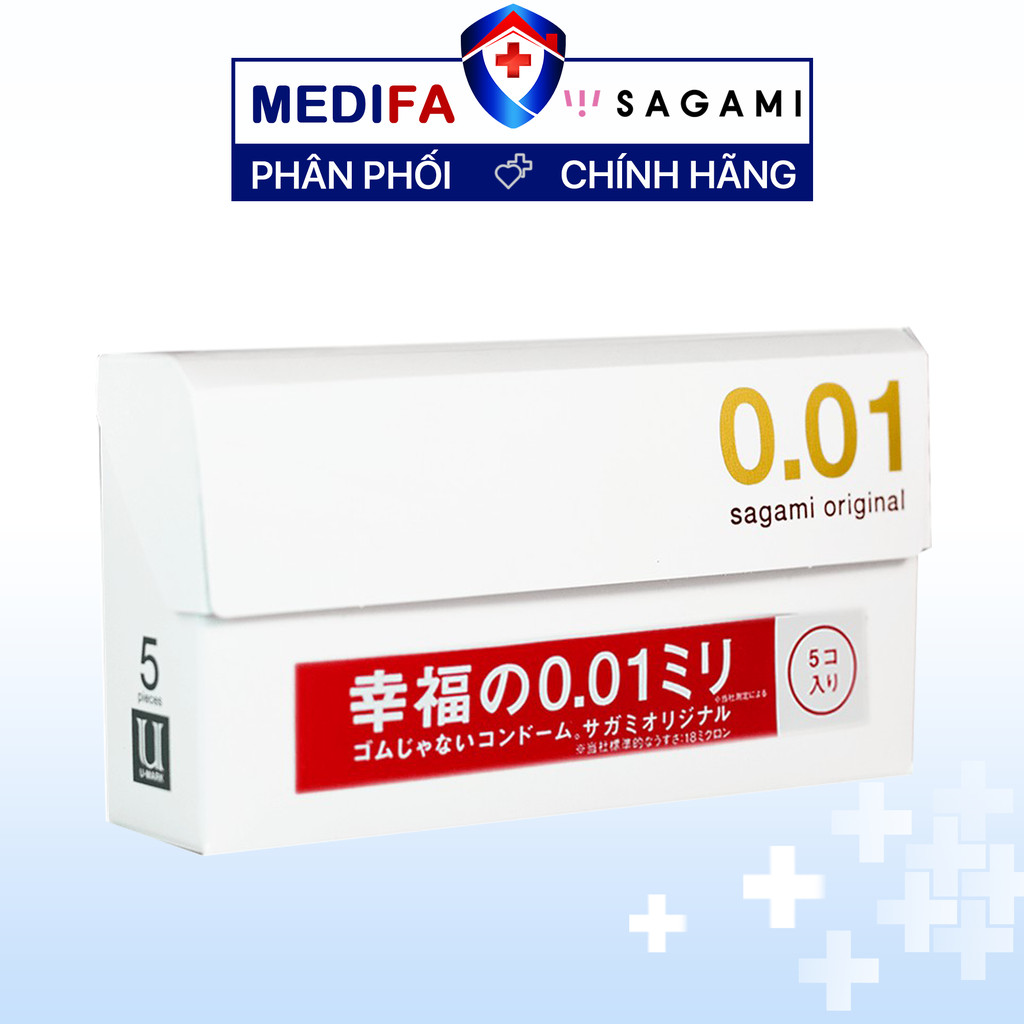 Hộp 5 chiếc bao cao su Original Sagami 0.01