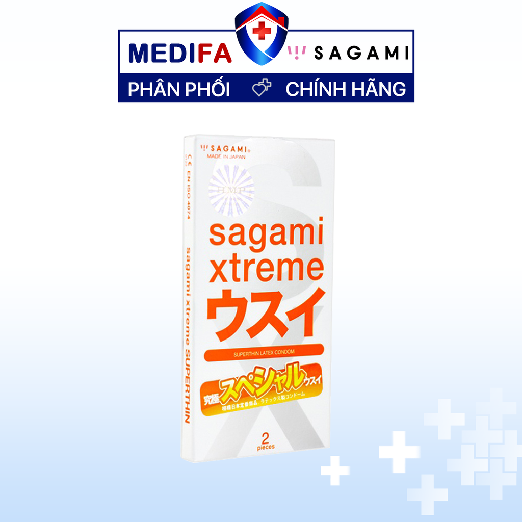 Hộp 2 chiếc bao cao su Sagami Xtreme Superthin