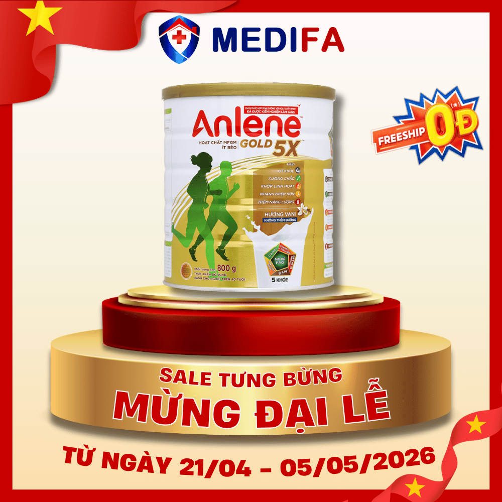 Sữa Bột Anlene Gold 5X Hương Vani Hộp Thiếc 800g