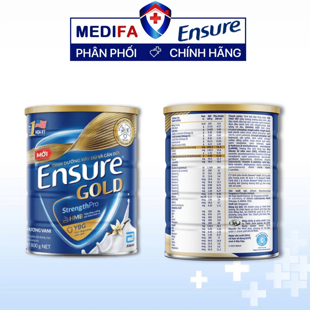 [COMBO] 8 Lon Sữa Bột Ensure Gold Abbott (HMB) 800g Hương Vani