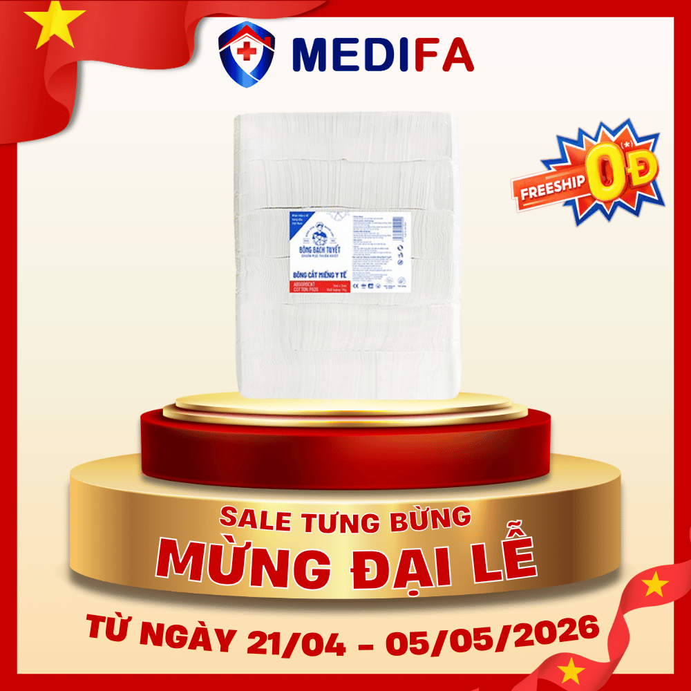 Túi 1kg bông y tế cắt sẵn Bạch Tuyết 10cm*10cm
