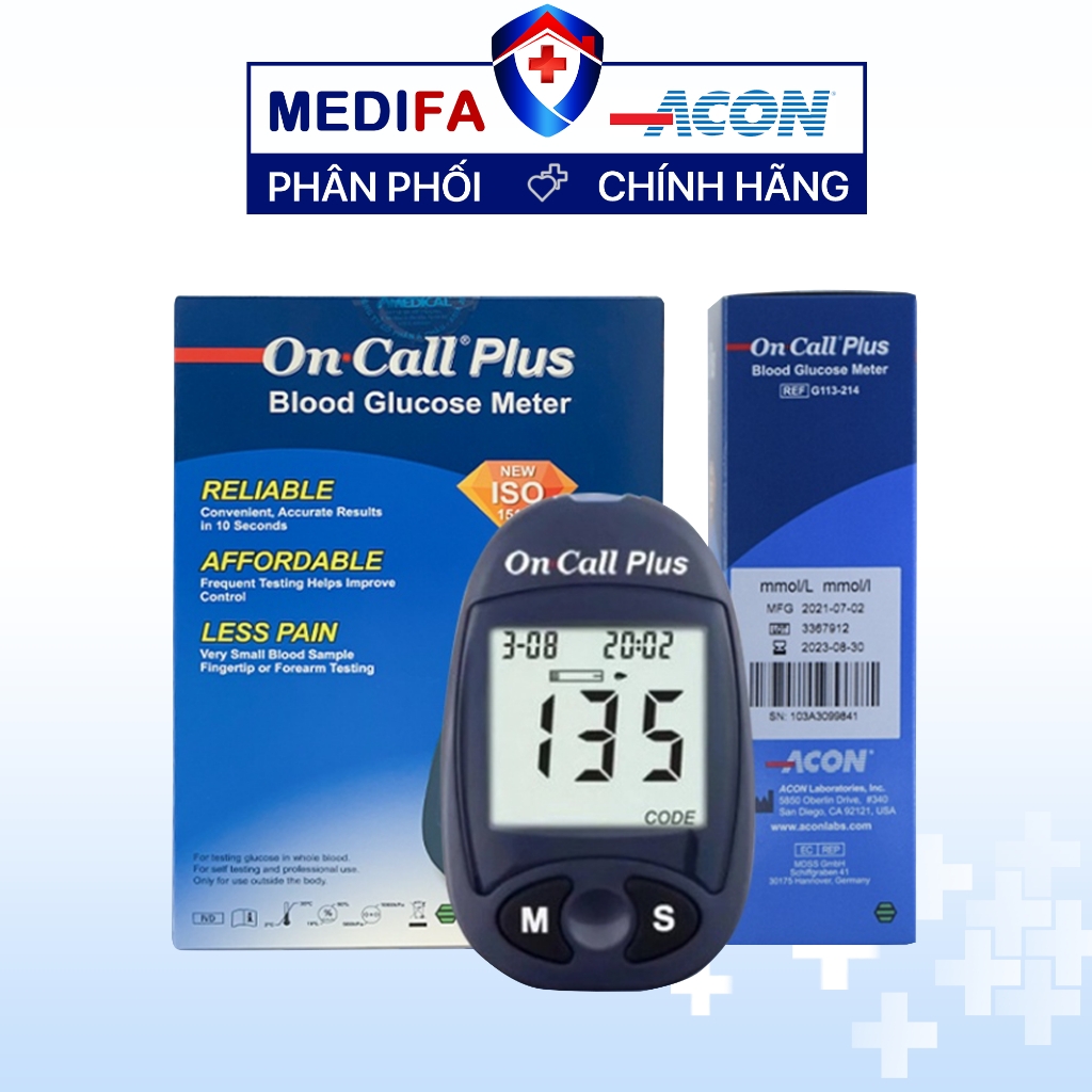 Máy đo đường huyết On Call Plus (mmol/L) - không kèm que