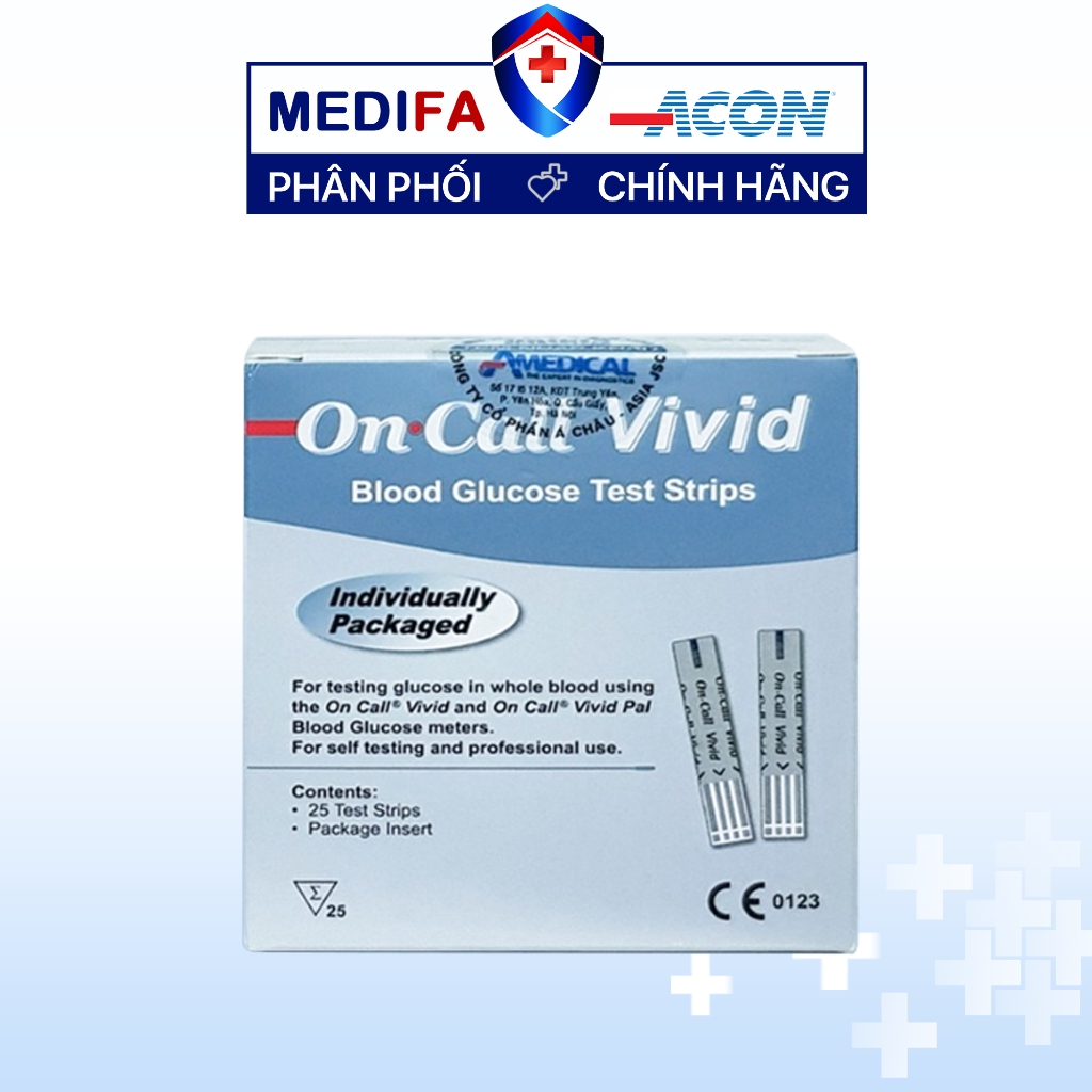 Hộp 25 que thử đường huyết On Call Vivid