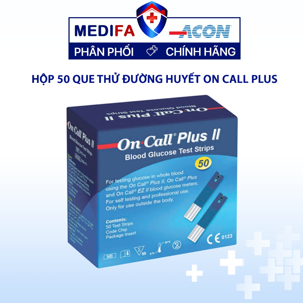Hộp 50 que thử đường huyết On Call Plus (2 lọ x 25 que)