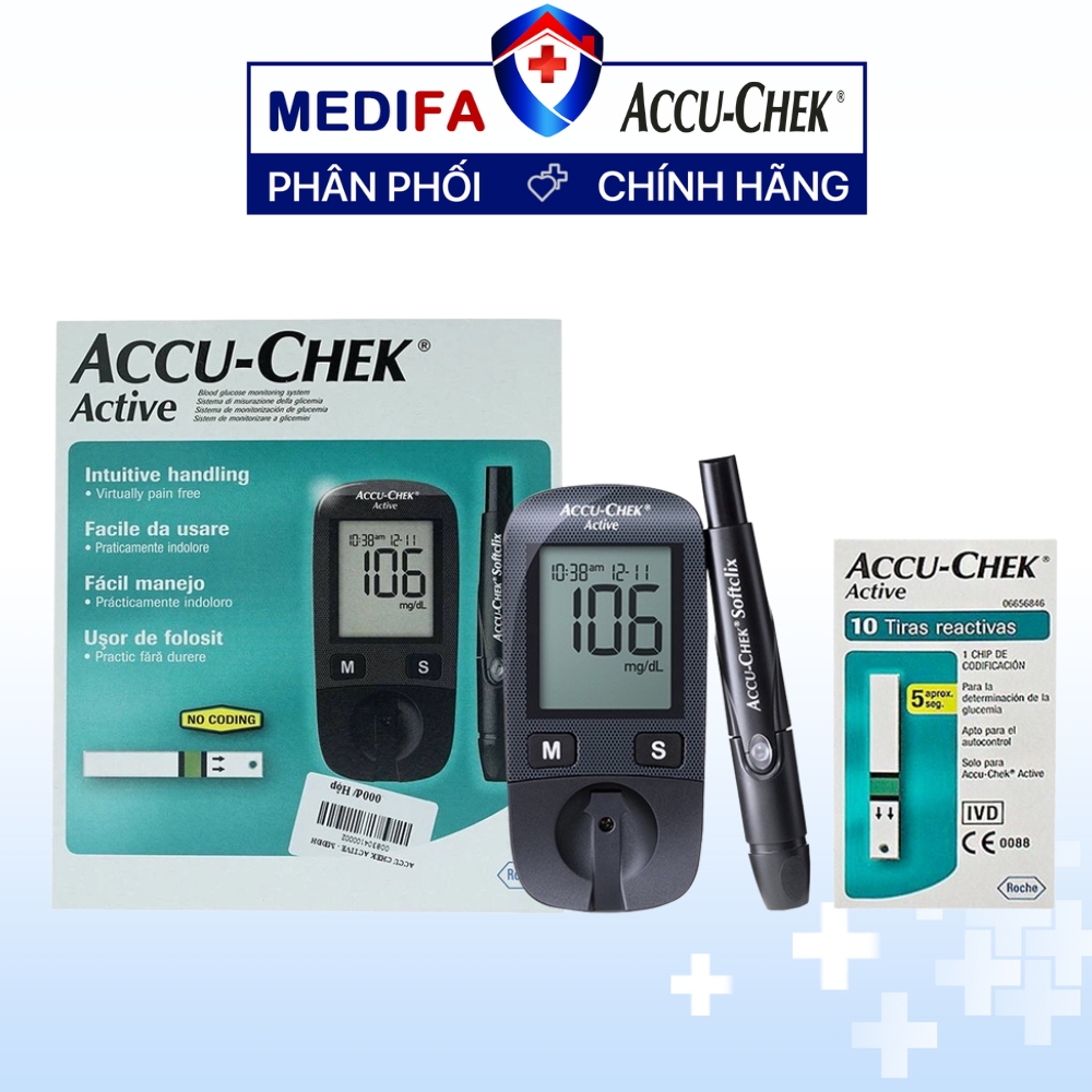 [COMBO] Máy Đo Đường Huyết ACCU-CHEK® Active Kèm Hộp 50 Que Thử - MMOL/L