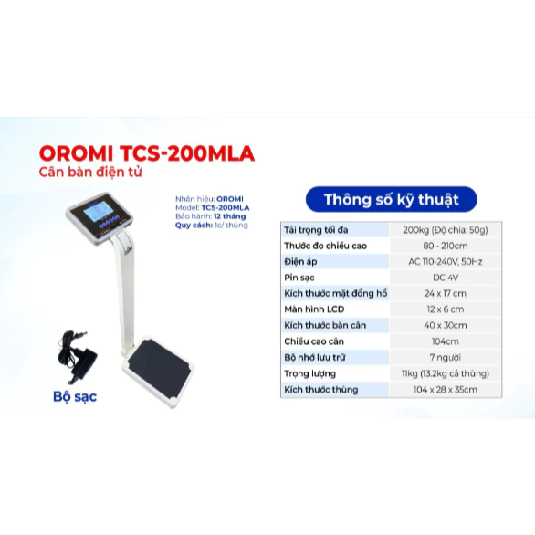 Cân Bàn Điện Tử Oromi TCS-200MLA