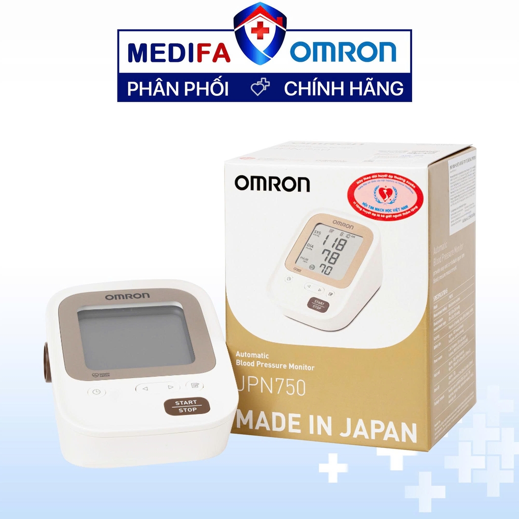 Máy Đo Huyết Áp Bắp Tay Omron JPN750 Phát Hiện Nhịp Tim Bất Thường, Nhập Khẩu Nguyên Chiếc Nhật Bản