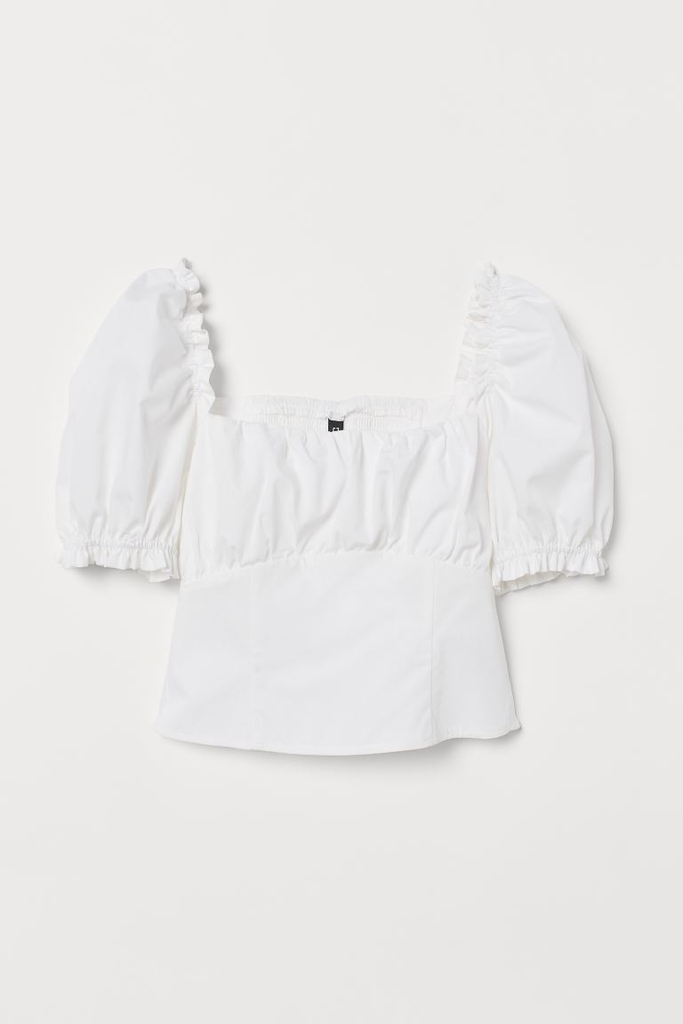 Áo blouse trắng tay bồng HM