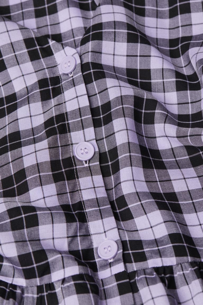 Váy kẻ cổ V tím HM