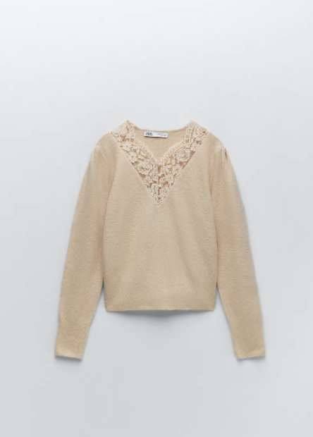Áo len cổ ren Zara