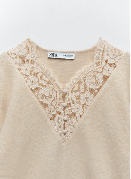Áo len cổ ren Zara