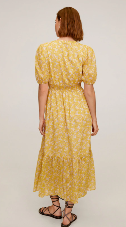 Váy maxi hoa vàng Mango