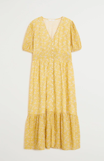 Váy maxi hoa vàng Mango