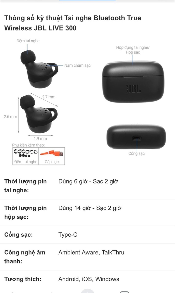 Tai nghe JBL LIVE 300TWS