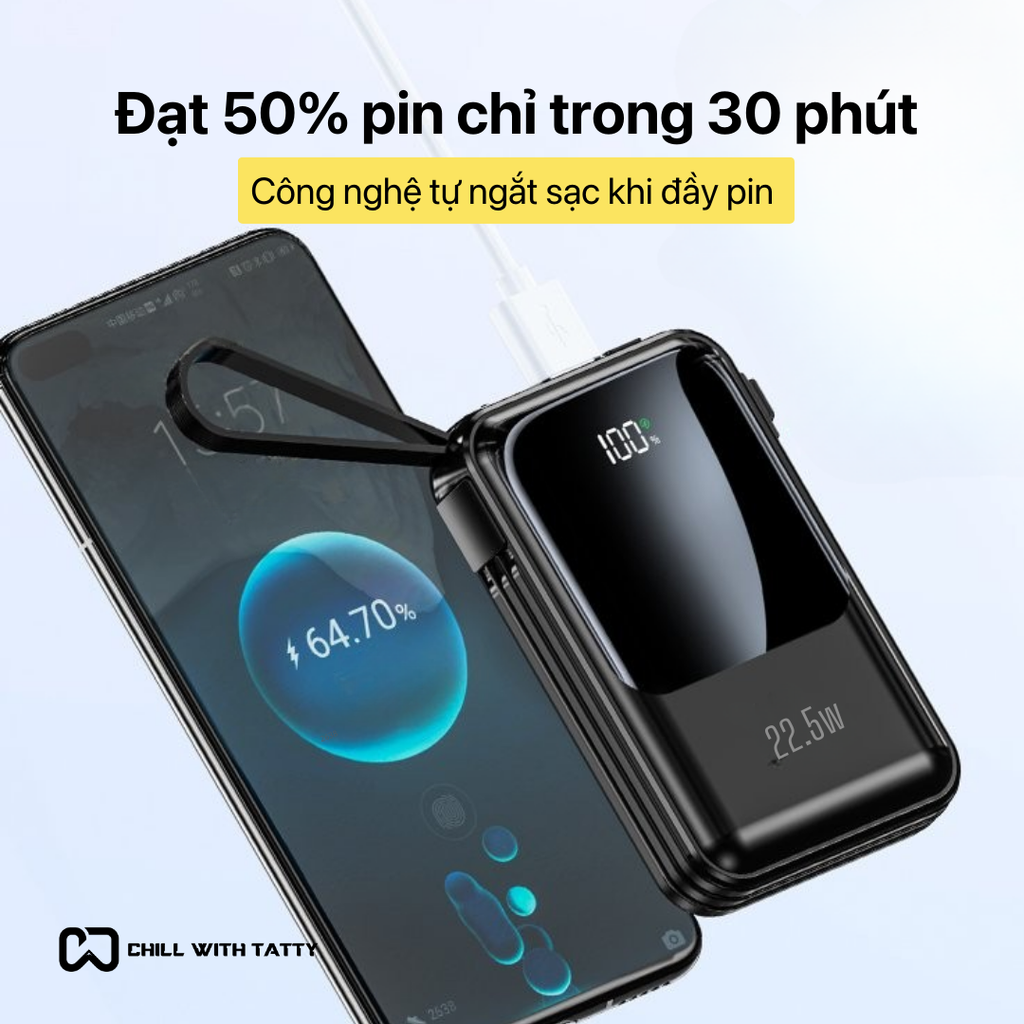MT01 CFlash sạc dự phòng sạc nhanh hỗ trợ dây sạc