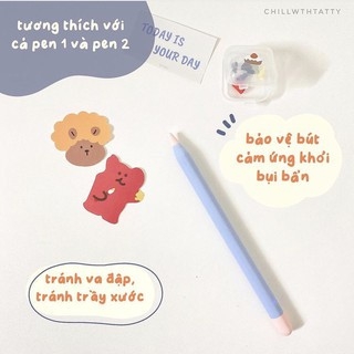 Vỏ đựng bảo vệ bút cảm ứng pencil 1/2/cwt chất liệu silicon màu pastel Hàn Quốc