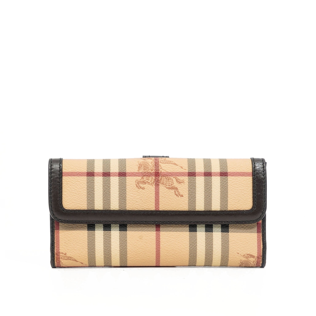 Ví Burberry Tan Plaid Horse Wallet Canvas Màu Nâu Kẻ