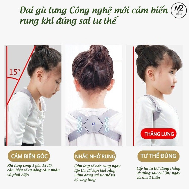 Đai chống gù lưng thông minh, đai trị lưng tôm cho trẻ em và người lớn báo rung khi lưng cong, lệch cột sống XIMO DCGL02