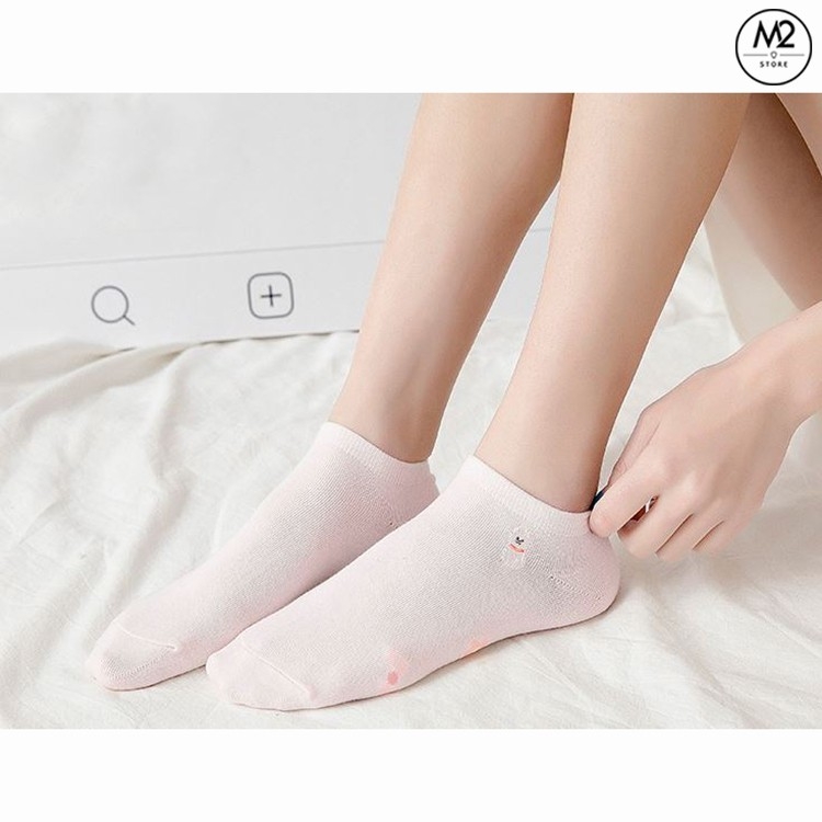 Set Tất Vớ Nữ Cổ Ngắn Caramella 4 Đôi Cao Cấp Sa Mạc Hoa Cute TNG47