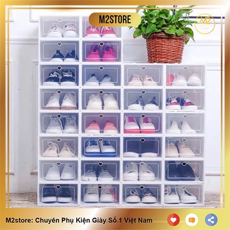 Hộp Đựng Giày Dép Nắp Nhựa Cứng Trong Suốt Thời Trang, Size lớn Chịu Lực 4kg XIMO HDG01