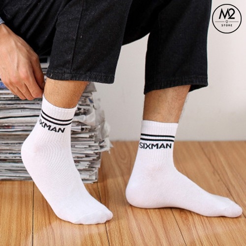 Combo 5 Đôi Vớ Tất Nam Nữ Cổ Cao Năng Động Sixman 100% cotton (TN08-H2)