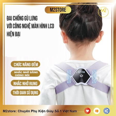 Đai chống gù lưng màn hình LCD điện tử thông minh báo rung và cảnh báo bằng giọng nói Nhật Bản XIMO DCGL03