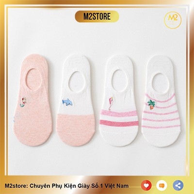 Set Tất Vớ Lười Nữ Caramella 4 Đôi Họa Tiết Nhỏ Xinh Xắn TNG49