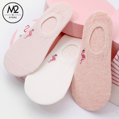 Set Tất Vớ Nữ Lười, Cổ Ngắn Caramella 4 Đôi Mẫu Hồng Hạc TNG48