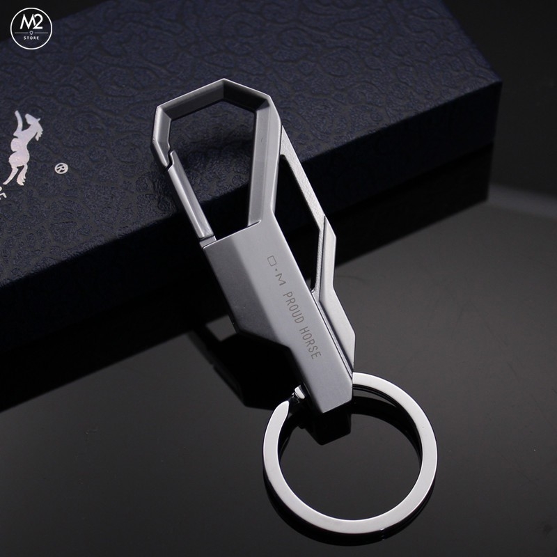 Móc khóa xe máy ô tô đẹp Proud Horse chất liệu inox chốt cài lưng quần MK1-A5