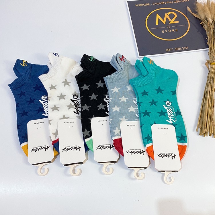 Set 5 Đôi Tất Vớ Nam Cổ Ngắn Cao Cấp Họa Tiết Sao Năng Động TN39