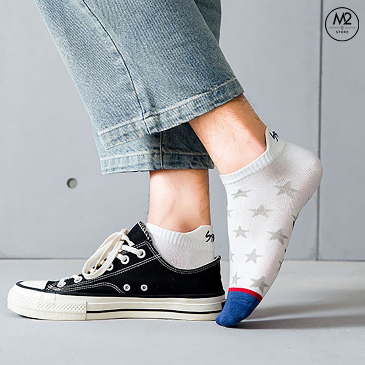Set 5 Đôi Tất Vớ Nam Cổ Ngắn Cao Cấp Họa Tiết Sao Năng Động TN39