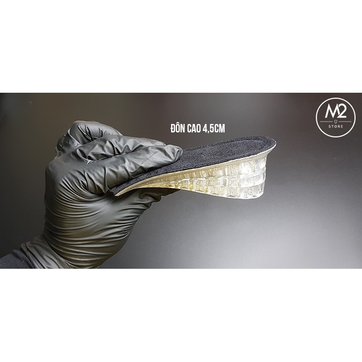 Lót giày tăng chiều cao nam nữ 4,5cm 3 nấc silicon nửa bàn loại L2 – Black (Bán Chạy)