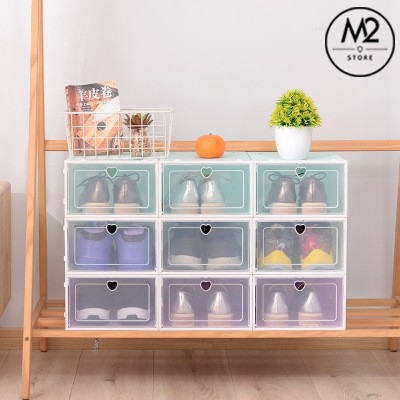 Hộp Đựng Giày Dép Nắp Nhựa Cứng Trong Suốt Thời Trang, Size lớn Chịu Lực 4kg XIMO HDG01