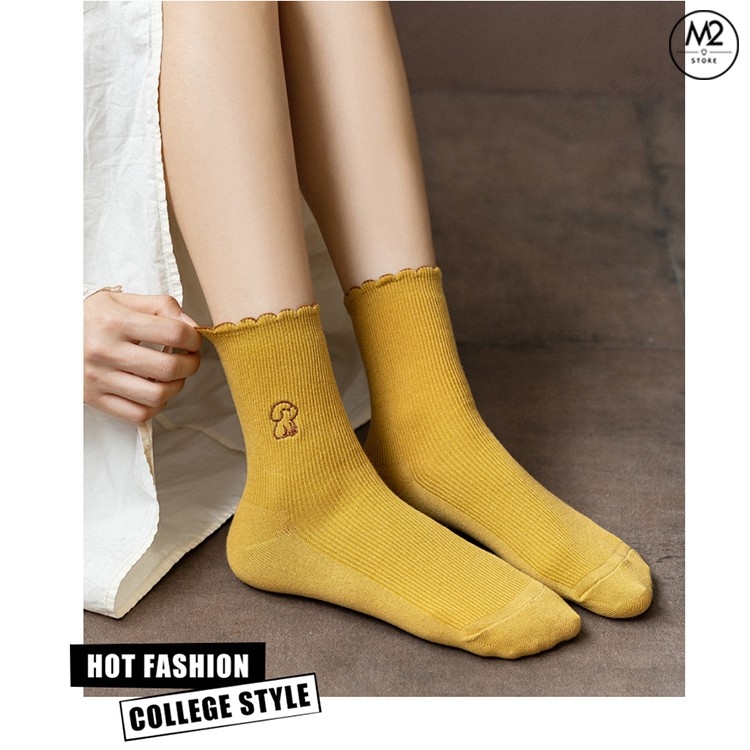 Tất Bèo Nữ Cổ Cao Thêu Hình Cún Ngồi Đáng Yêu TNG01