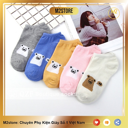 Set 5 Đôi Vớ Tất Nữ Cổ Ngắn Hình Gấu Dễ Thương TNG27-G6