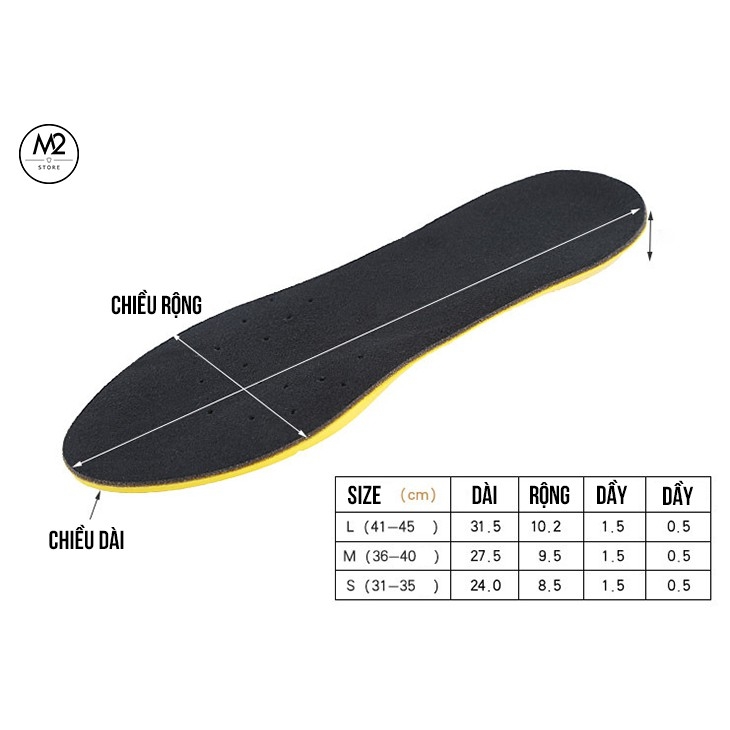 Lót giày thể thao êm chân lọc khí tăng 0,8 màu đen Size LGTT10