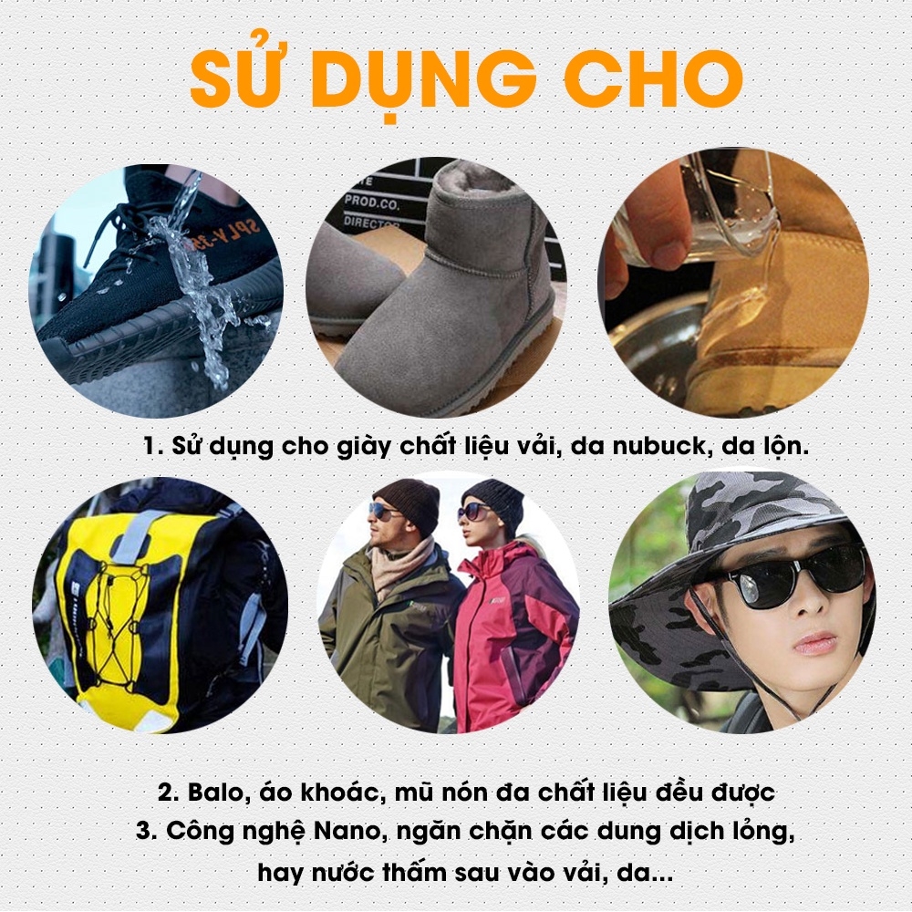 Chai xịt nano chống thấm nước chống bụi bẩn Protector XIMO cao cấp cho giày, áo khoác, túi, ví, balo(XI11)