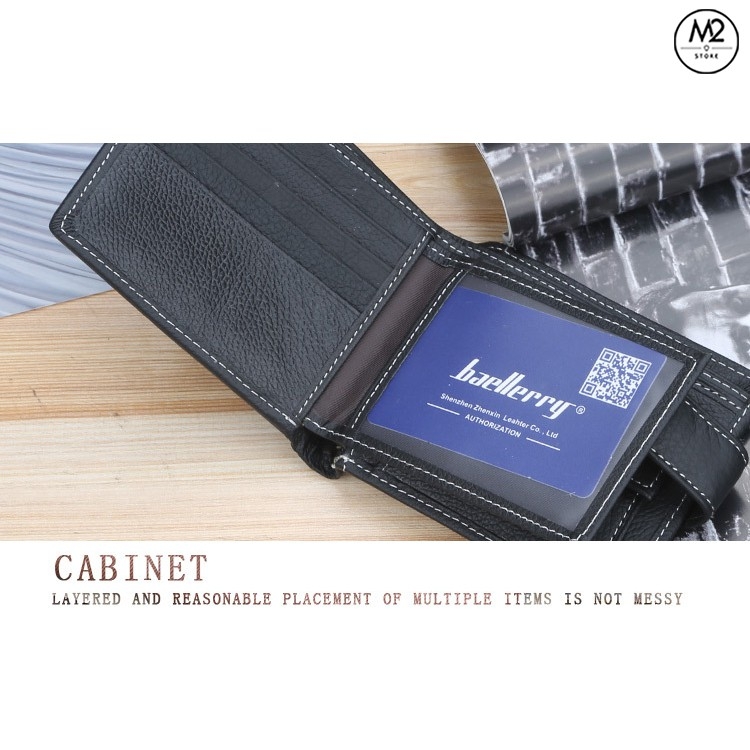 Bóp ví nam Baellery VNN07-A1 Da bò thật phong cách Hàn Quốc