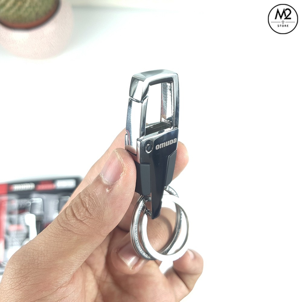 Móc khoá xe máy ô tô đẹp OMUDA inox cao cấp có chốt móc đai quần thời trang MK11-A5