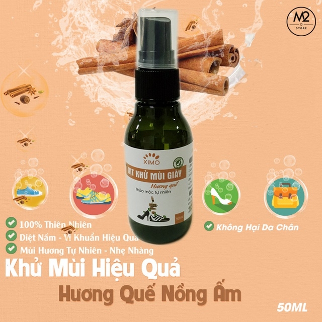 Xịt khử mùi giày Hương Quế Nano Bạc XIMO mùi dịu nhẹ đánh tan mùi hôi chân, giày và mũ bảo hiểm