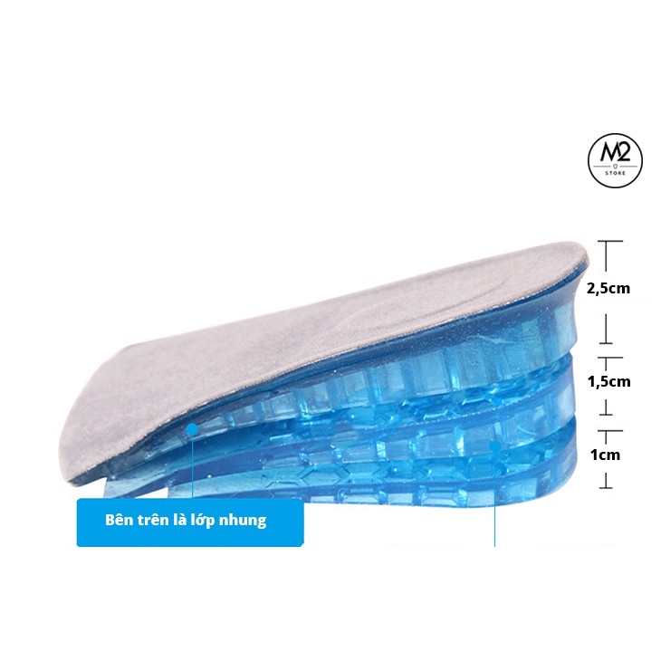 Lót giày tăng chiều cao nam nữ 4,5cm 3 nấc silicon nửa bàn loại L2 – Black (Bán Chạy)