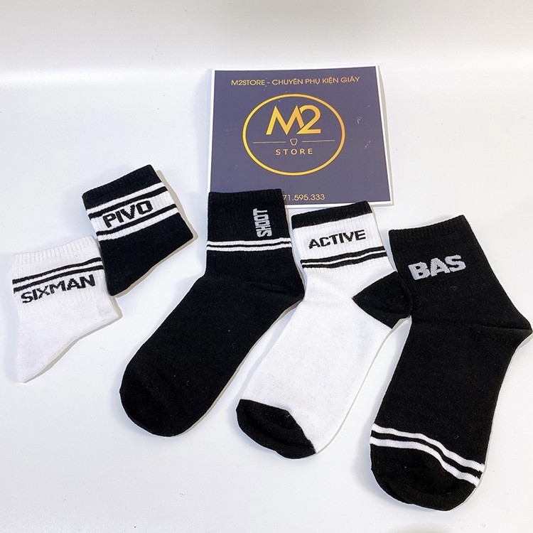 Combo 5 Đôi Vớ Tất Nam Nữ Cổ Cao Năng Động Sixman 100% cotton (TN08-H2)