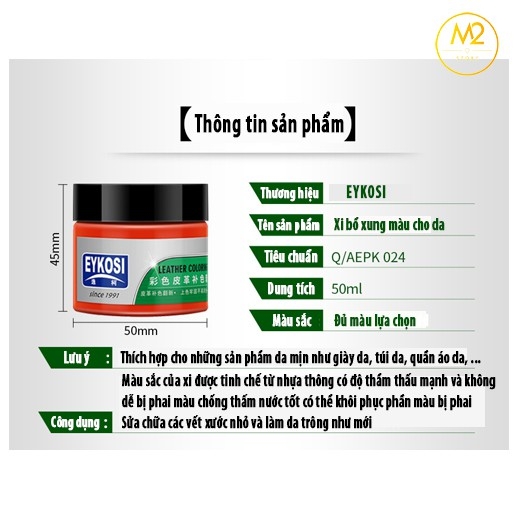 Xi Kem Đánh Giày Bổ Sung, Phục Hồi Màu, Làm Mới Đồ Da Giày, Túi Xách, Ghế Salon Eykosi XDG101