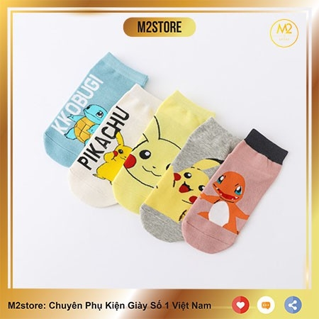 Combo 5 Đôi Vớ Tất Nữ Cổ Ngắn In Hoạt Hình Cực Đáng Yêu TNG39