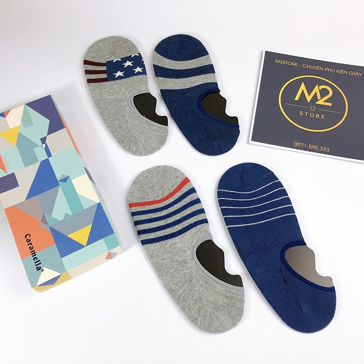 Set 4 Đôi Tất Vớ Nam Cao Cấp Cổ Ngắn Cotton Phong Cách America TN34